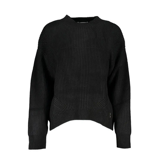 Patrizia Pepe sort rib-strikket sweater med elegant pasform