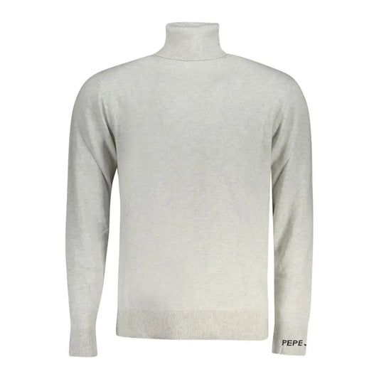 Pepe jeans grigio cotton herreturtleneck med broderet pepe-logo