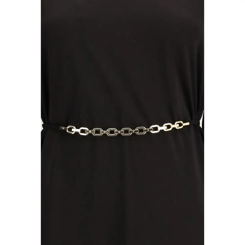 Sleek metal chain belt on Pinko sorte acetat-casual kjole