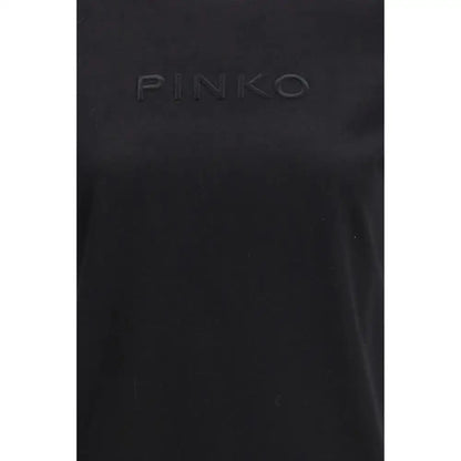 Pinko black cotton t-shirt med subtilt stämplat logo