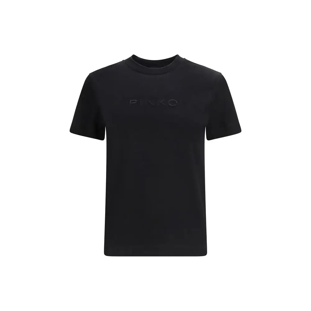 Sort pinko black cotton t-shirt med subtilt relievet pinko-logo på brystet