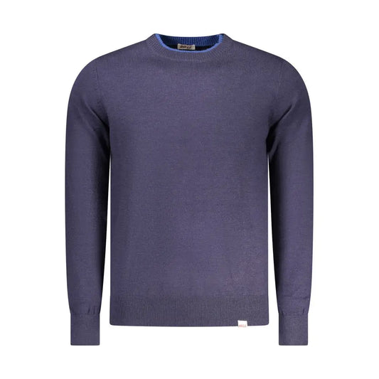 Rifle blue polyester herresweater med lys blå krave