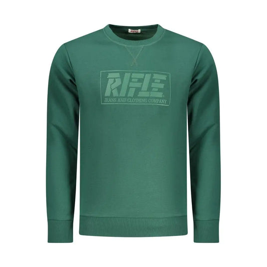 Rifle Rosso læder taske med rifle jeans logo i mørkegrøn sweatshirt