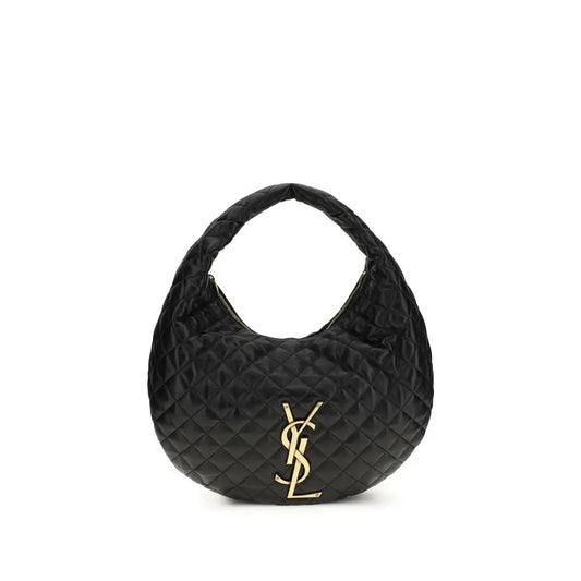 Saint Laurent sort lam ovis aries skulderpose i sort quiltet læder med guld YSL-logo