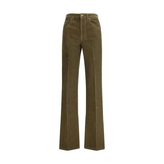 Saint Laurent corduroy Clyde pants i olivengrøn denim, vide ben