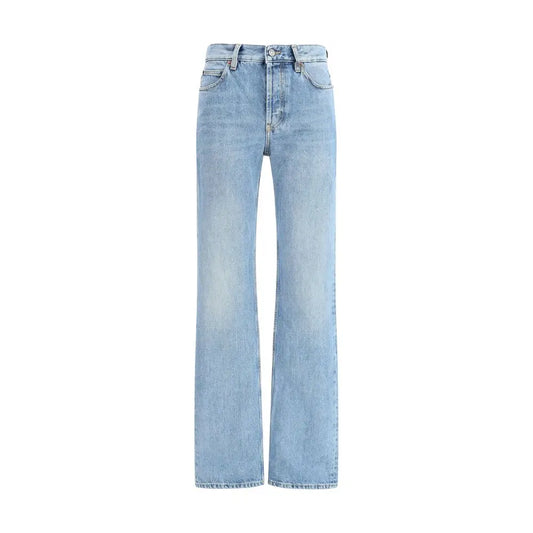 Saint Laurent light blue straight-leg denim jeans i klassisk fem-lomme design