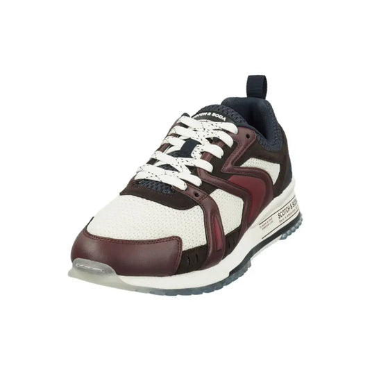 Maroon og hvid soda multicolor mesh mesh athletic sneakers med sorte accenter