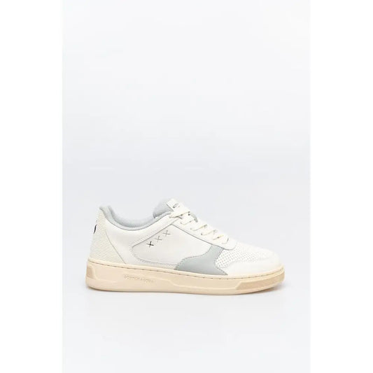 Hvide og lysegrå low top sneakers fra Scotch & Soda med perforeret læder
