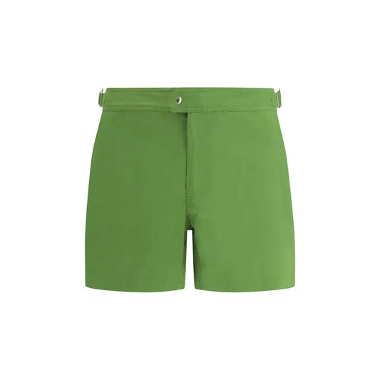 Tom Ford bicolor polyester swim shorts in solid green med minimalist design