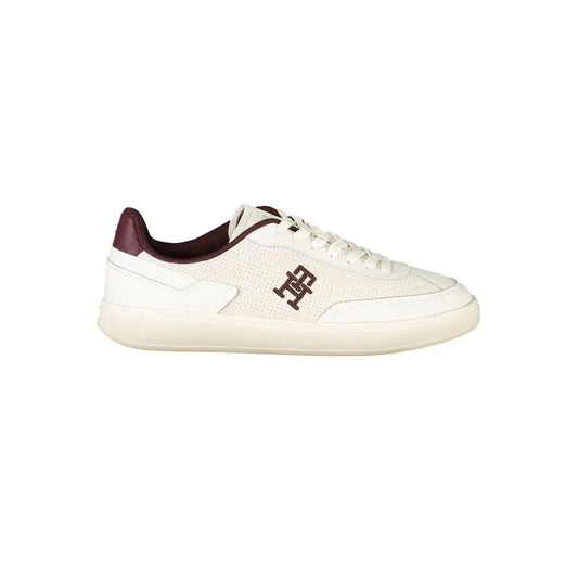 Tommy Hilfiger beige lædersneakers med maroon detaljer