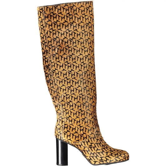 Tommy Hilfiger Beige Leather Womens High Boot - EU37/US7 - Støvler