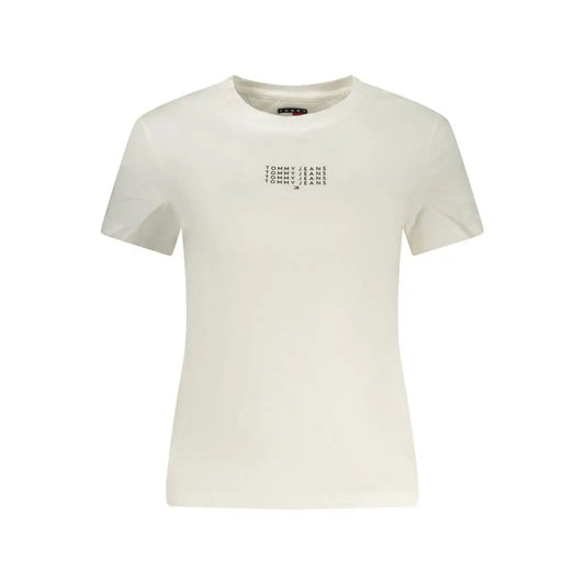 Tommy Hilfiger Bianco klassisk hvid bomuldst-shirt med sort logo
