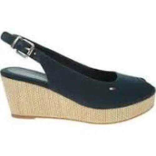 Tommy Hilfiger Black Cotton Dame Sandaler