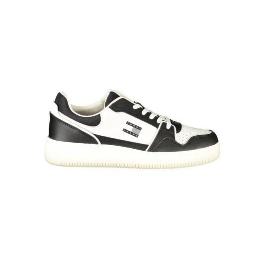 Tommy Hilfiger black leather low-top sneakers med perforeret læder og logo