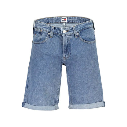 Tommy Hilfiger blue cotton shorts med lys vask og rullede manchetter