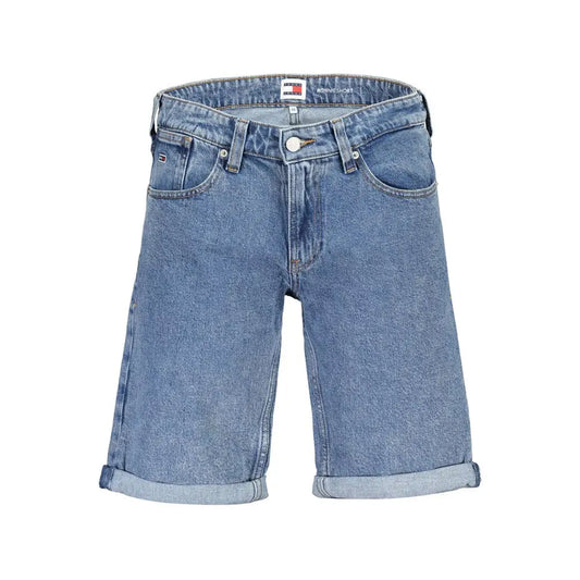 Tommy Hilfiger blue cotton shorts med lys vask og rullede manchetter