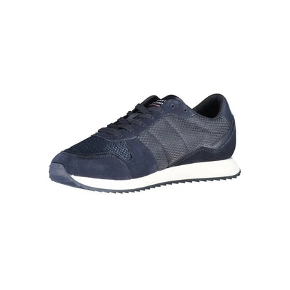 Tommy Hilfiger blå polyester herresneakers med mesh og suede