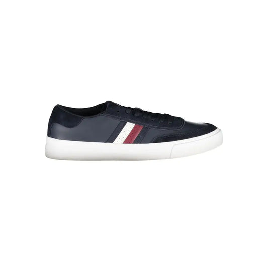 Tommy Hilfiger blue polyester sneakers med navy læder og striber