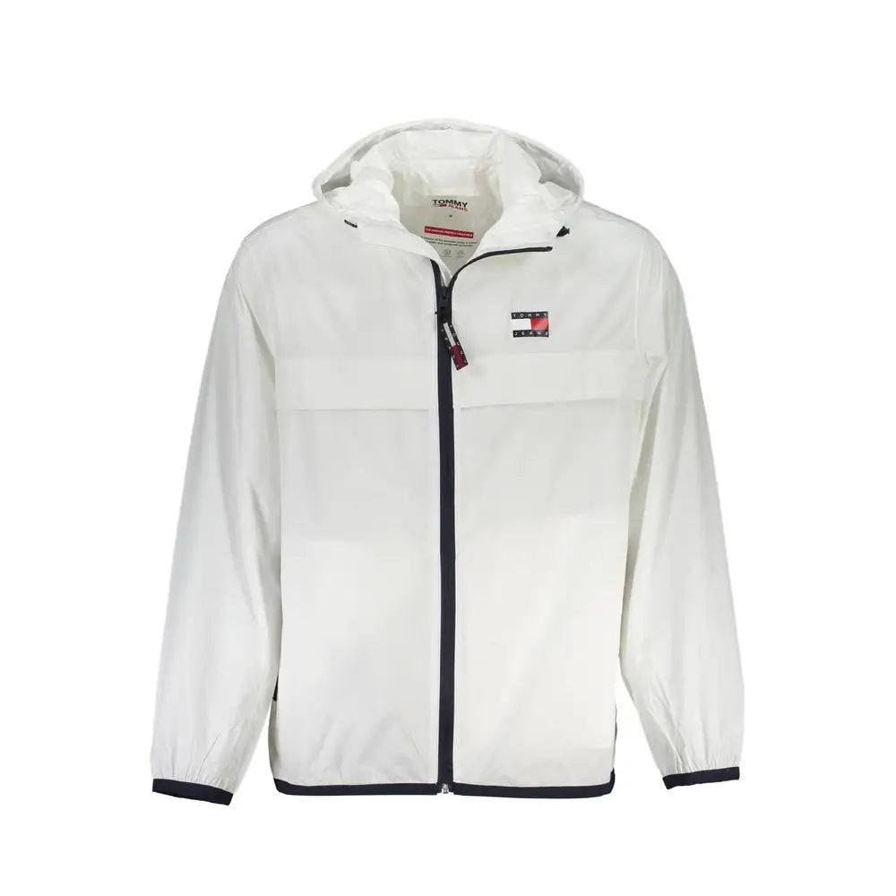 Tommy Hilfiger chic waterproof hooded sports jakke, hvid med flaglogo
