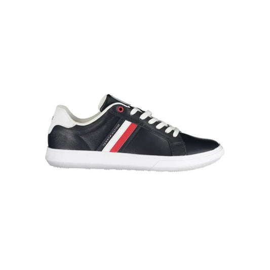 Tommy Hilfiger Sleek Blue Lace-Up Sneakers with Contrast Details - Sneakers