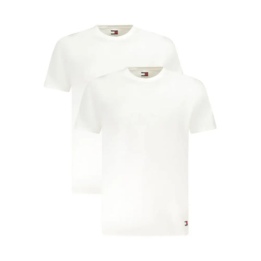 Tommy hilfiger white cotton t-shirt med minimalist design