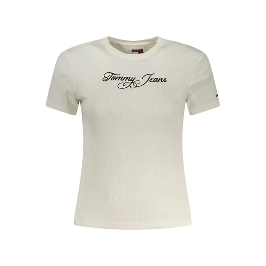 Tommy Hilfiger white cotton kvinders t-shirt med sort logo