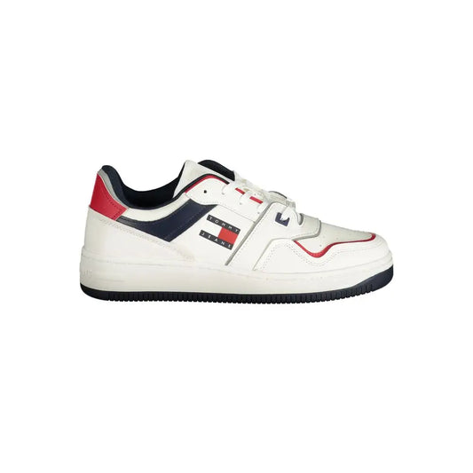 Tommy hilfiger white leather sneakers with red and navy accents