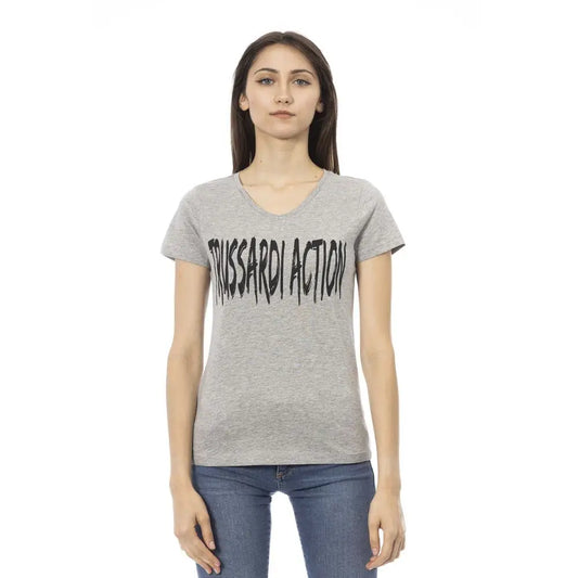 Trussardi Action Gray Cotton Women T-Shirt - T-shirts