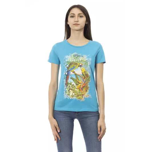Trussardi Action Light Blue Cotton Women T-Shirt