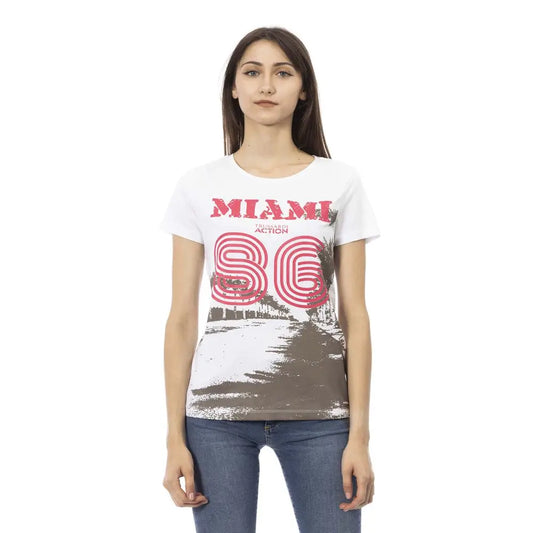 Trussardi Action hvid bomulds-t-shirt med Miami 86 grafik