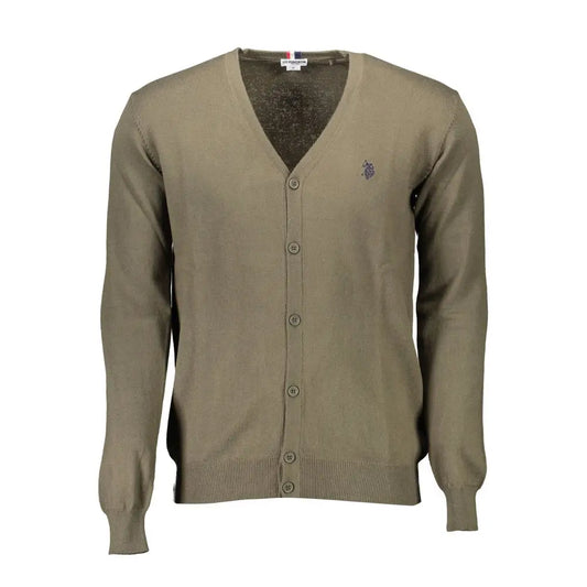 U.S. Polo Assn. verde cotton olive grøn V-hals cardigan med logo