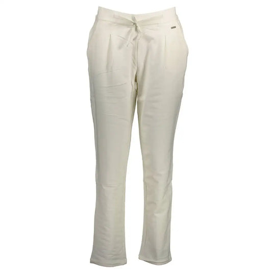 U.S. Polo Assn. white cotton pant med lys cremekolor, letvægts bomuld, snøreknude og subtile folder