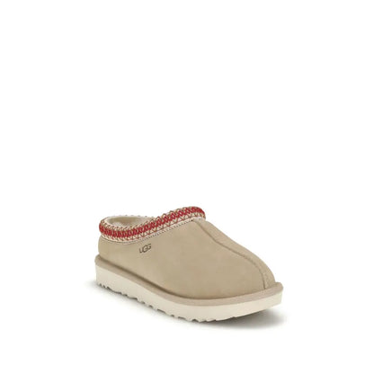 UGG beige calf læder Bos Taurus mules med rød fletning