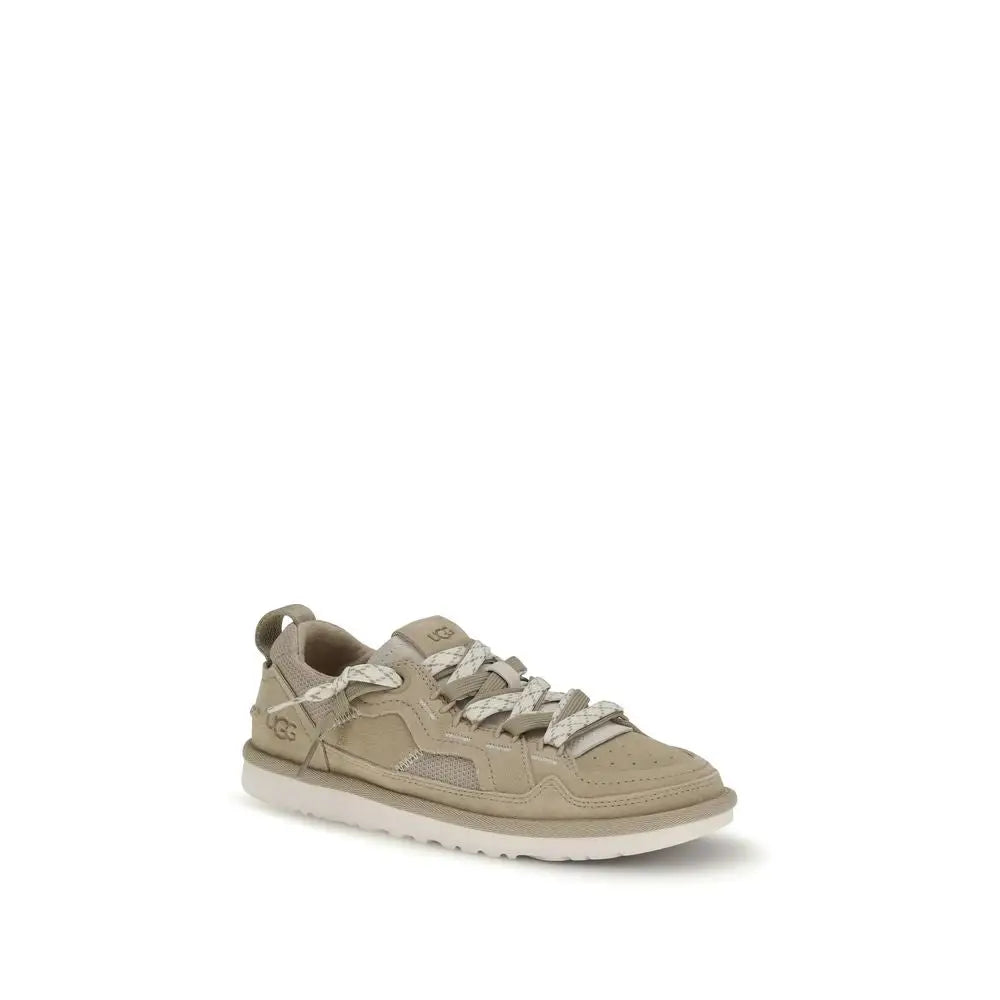 Beige UGG Bos Taurus sneakers i kalveskind med mesh-paneler