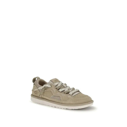 Beige UGG Bos Taurus sneakers i kalveskind med mesh-paneler