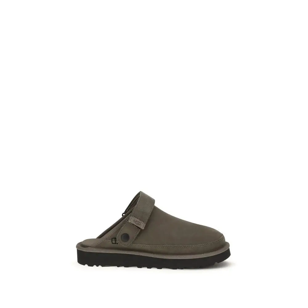 Ugg brown calf brun farvet mules i olive green suede med sort gummisål