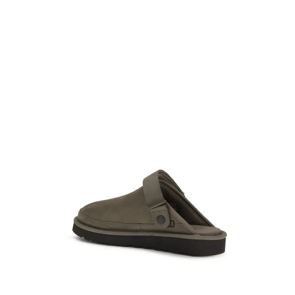 Ugg brown calf olive green suede mule med brun farvet komfort