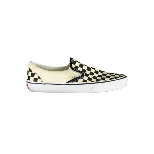 Sort sorte og creme ternede Vans hvide sneakers med hvid gummisål