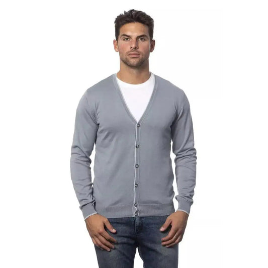 Verri Gray Cotton Men Cardigan