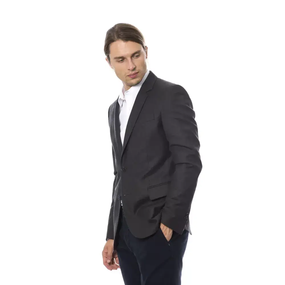 Verri gray wool men blazer with sleek modern cut and subtle texture