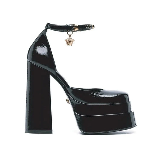 Versace Black Calfskin Platform Pumps - Højhælede sko