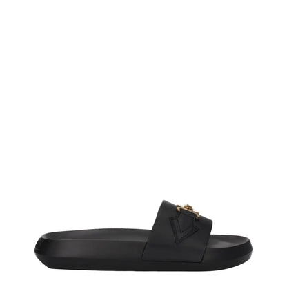 Versace Black Leather Slippers Sandals