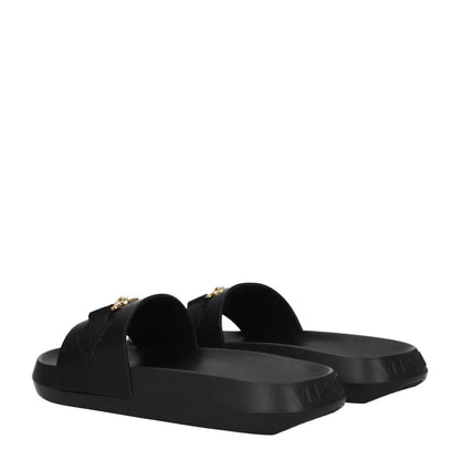 Versace Black Leather Slippers Sandals