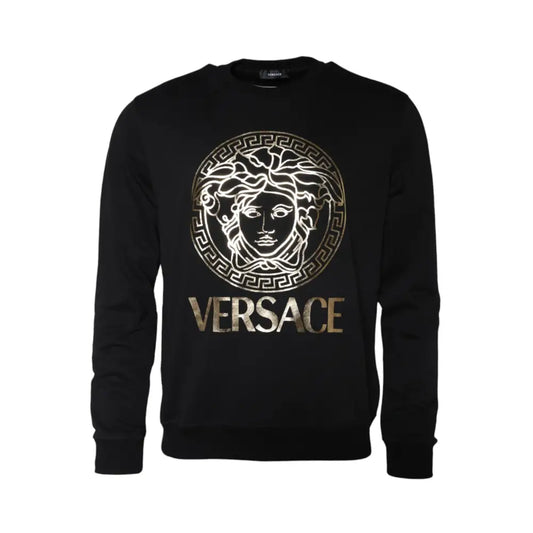 Versace Black Medusa Fleece Cotton Crew Neck Sweatshirt Sweater