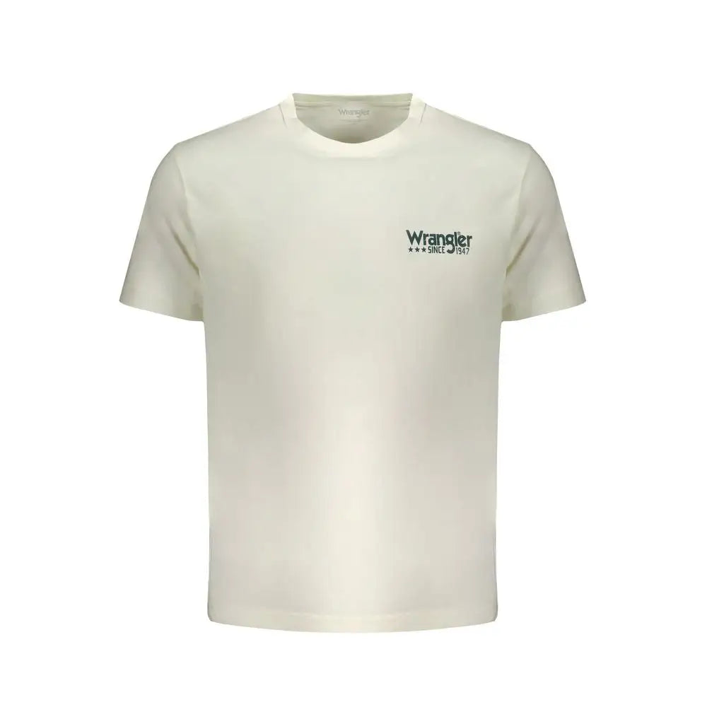 Wrangler white cotton t-shirt, off-white med sort-hvid broderet logo på venstre bryst