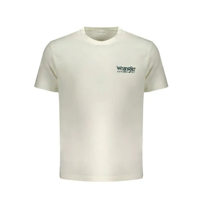 Wrangler white cotton t-shirt, off-white med sort-hvid broderet logo på venstre bryst